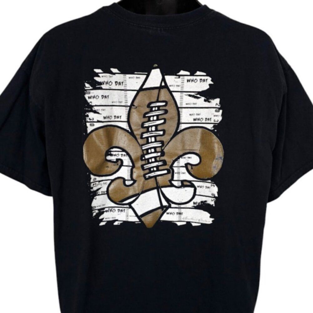 New Orleans Saints T Shirt Mens Size XL Black Who Dat NFL Football NOLA